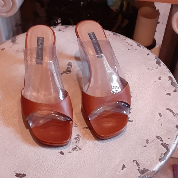 RALPH LAUREN BLACK LABEL Petit Heel Mules Size 5 1/2 Medium Width - Picture 1 of 10
